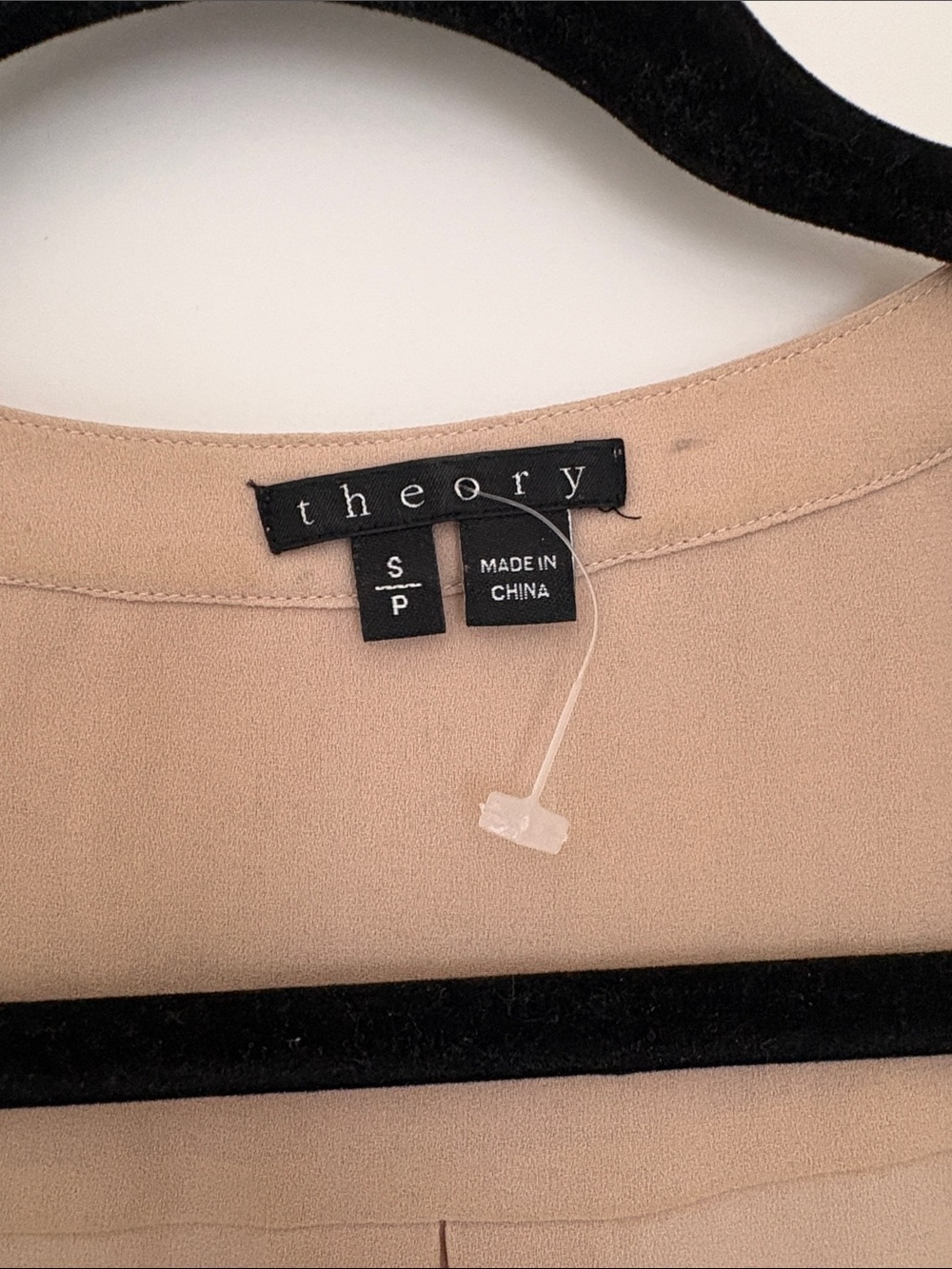 Theory Sheer Collarless Silk Blouse in Light Beige - Picture 2 of 4